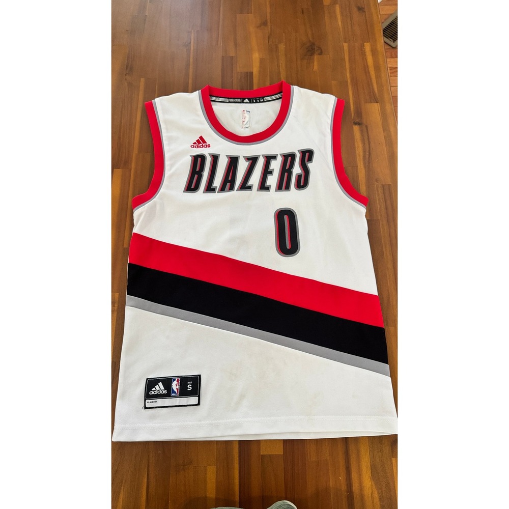 Adidas Portland Trail Blazers Damian Lillard Jersey Mens Small White Excellent